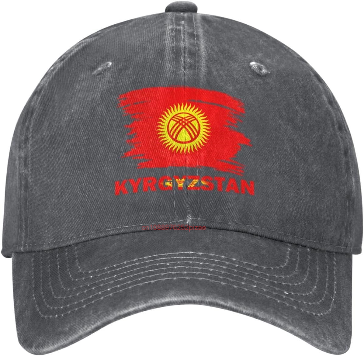 Dad Hat Cotton - ヴィンテージ キルギスタン国旗 スタイリッシュ ウォッシュド デニム ベースボール