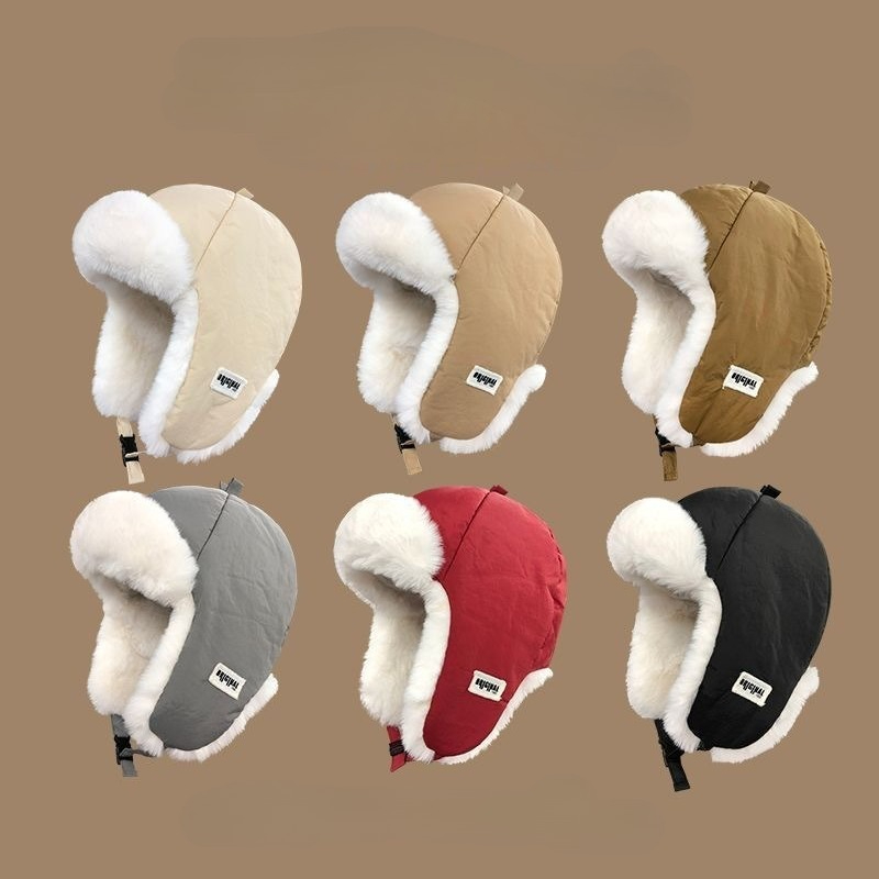 Winter Trapper Hat - 男女兼用冬用雷峰帽、屋外防風耳保護帽子、厚手のプラッシュ素材で暖かいスキー・フライト用帽子、多色展開