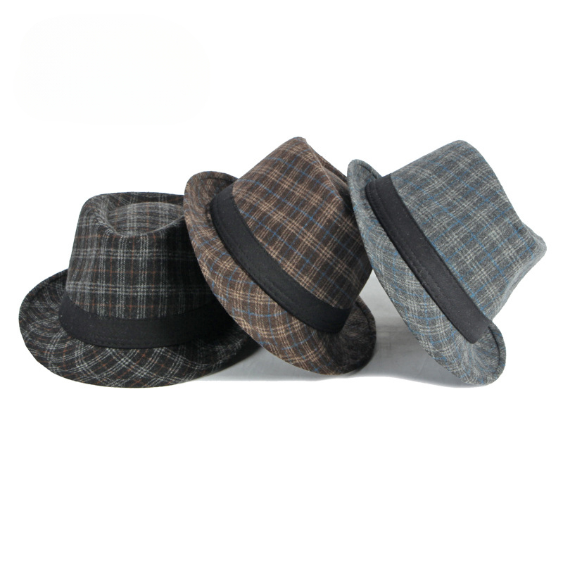 Fedora Hat Wool - 男性と女性の袖のジャズ帽子、ジョーカーチェックトップ帽子、厚くされたジョーカーのパフォーマンスハット、英国の価値、新しい春、秋、冬