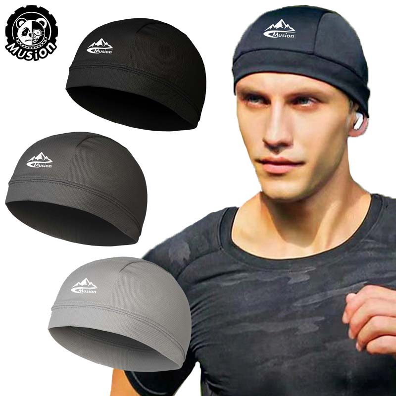 Skull Cap Helmet Liner - Musion ヘルメットの下に着用するビーニーキャップ 通気性のある汗吸収性と吸湿性を備えた男性用サイクリングオートバイライダー向け