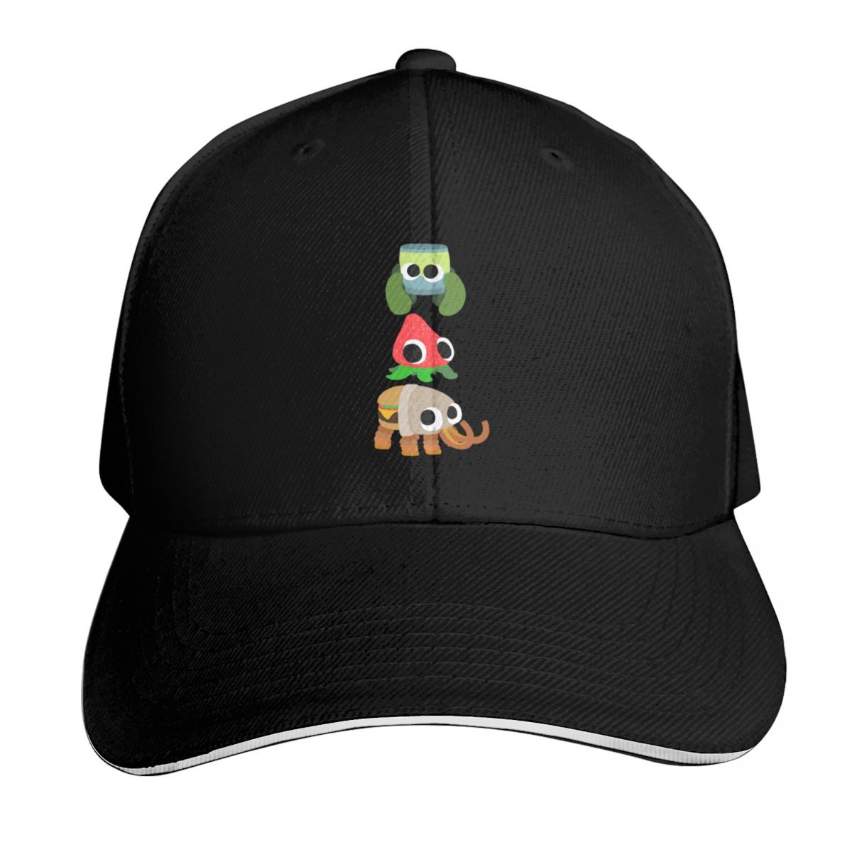 Baseball Cap Structured - バグスナックス（バンガー、ストラビー、ピンクル）の野球帽。スナップバック、フラットバイザー、ストラップバック、ダッドハット。6パネル構造のクラウン。