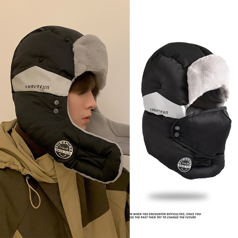Winter Trapper Hat - メンズウィンタースキーハット 厚手コットン アウトドア 暖かい 防風 防寒