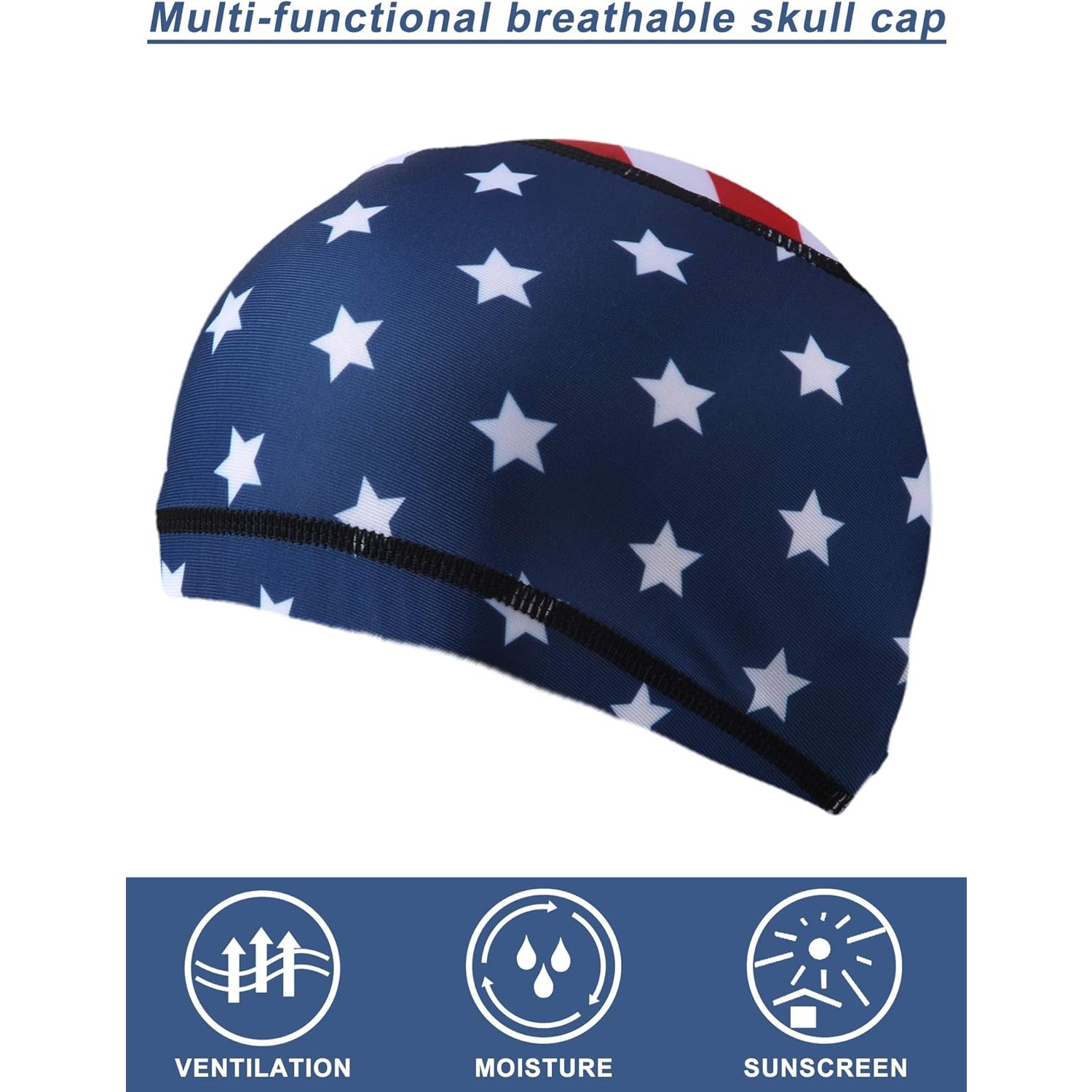 4x 米国旗スカルキャップ ヘルメットライナー 吸汗性 ラン - Skull Cap Helmet Liner のレビューと価格