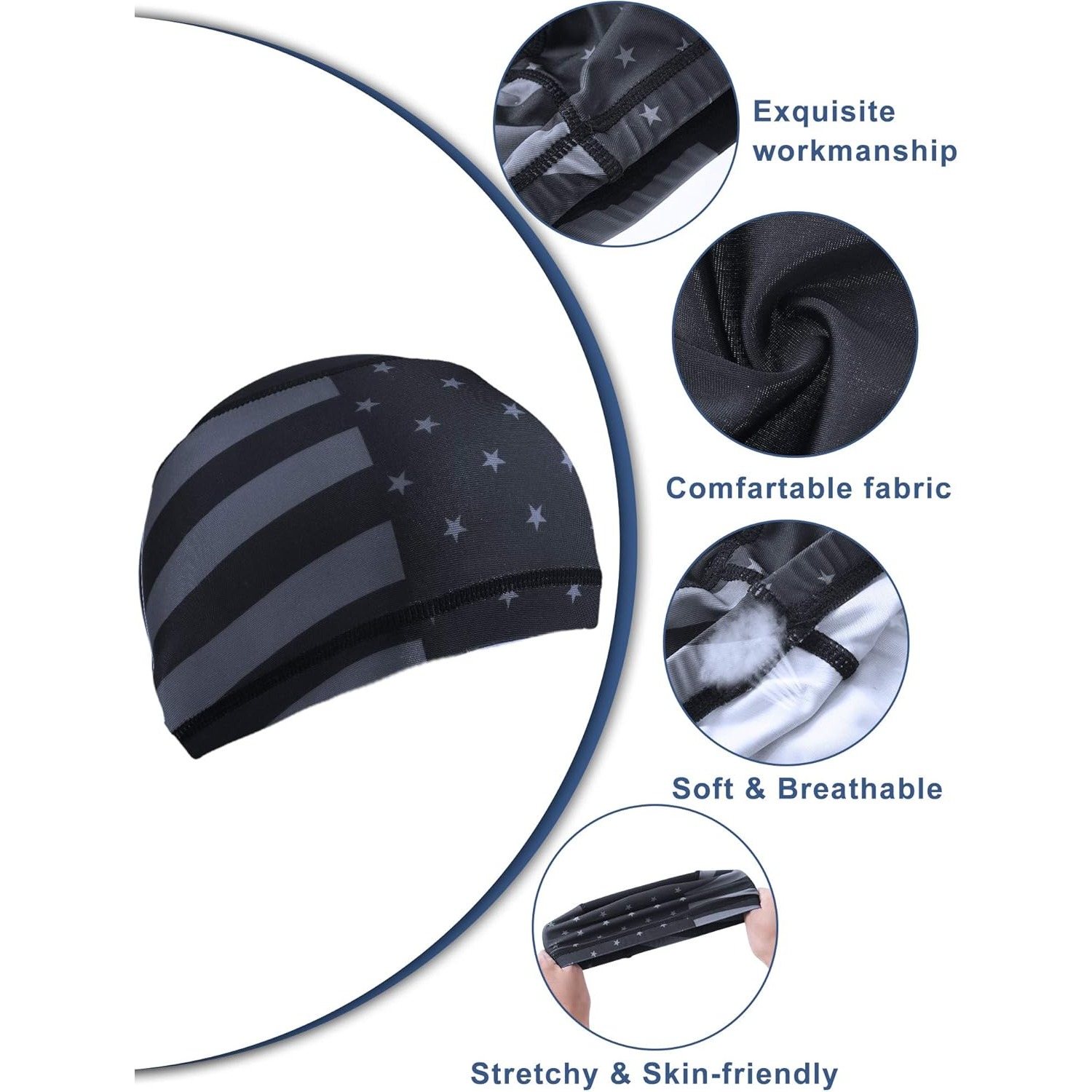 4x 米国旗スカルキャップ ヘルメットライナー 吸汗性 ラン - Skull Cap Helmet Liner のレビューと価格