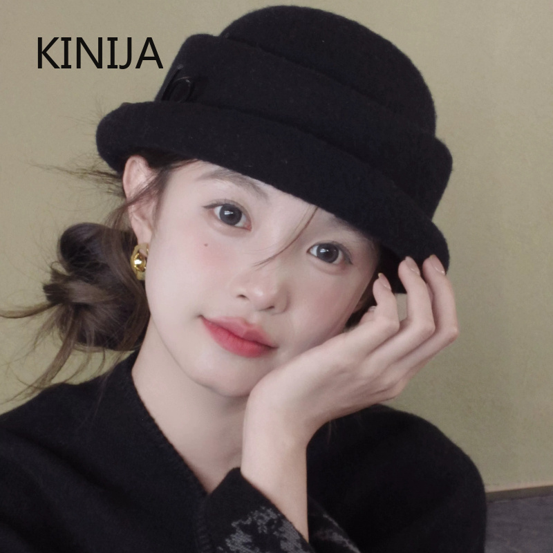 ヘップバーン風ウール素材のトップハット、ベレー帽。女性用、冬 - Fedora Hat Wool のレビューと価格