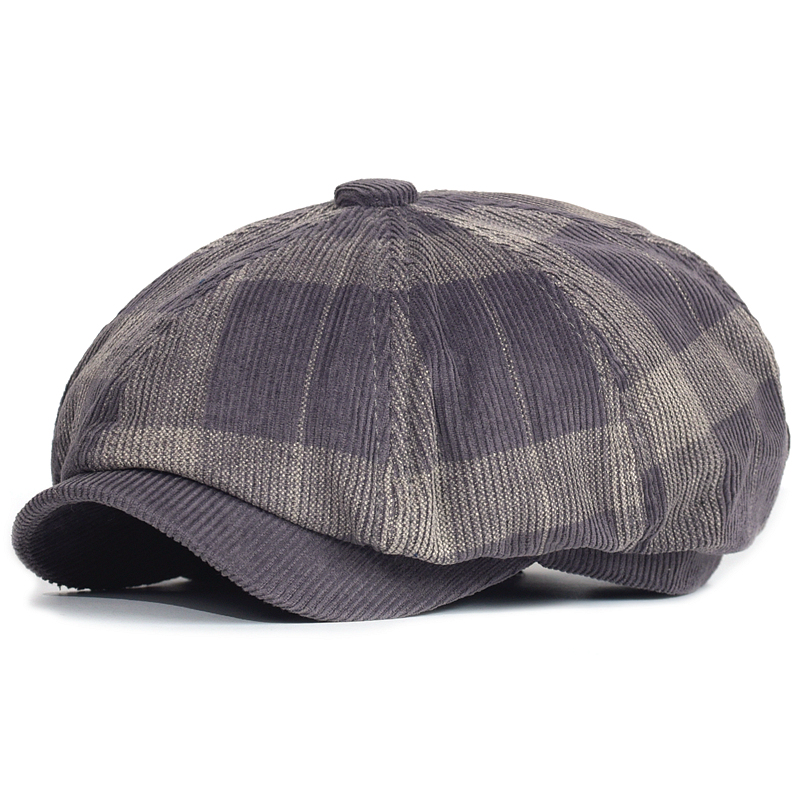 秋冬チェック柄厚いキャスケット帽子コーデュロイベレー帽男性女 - Dad Hat Cotton のレビューと価格