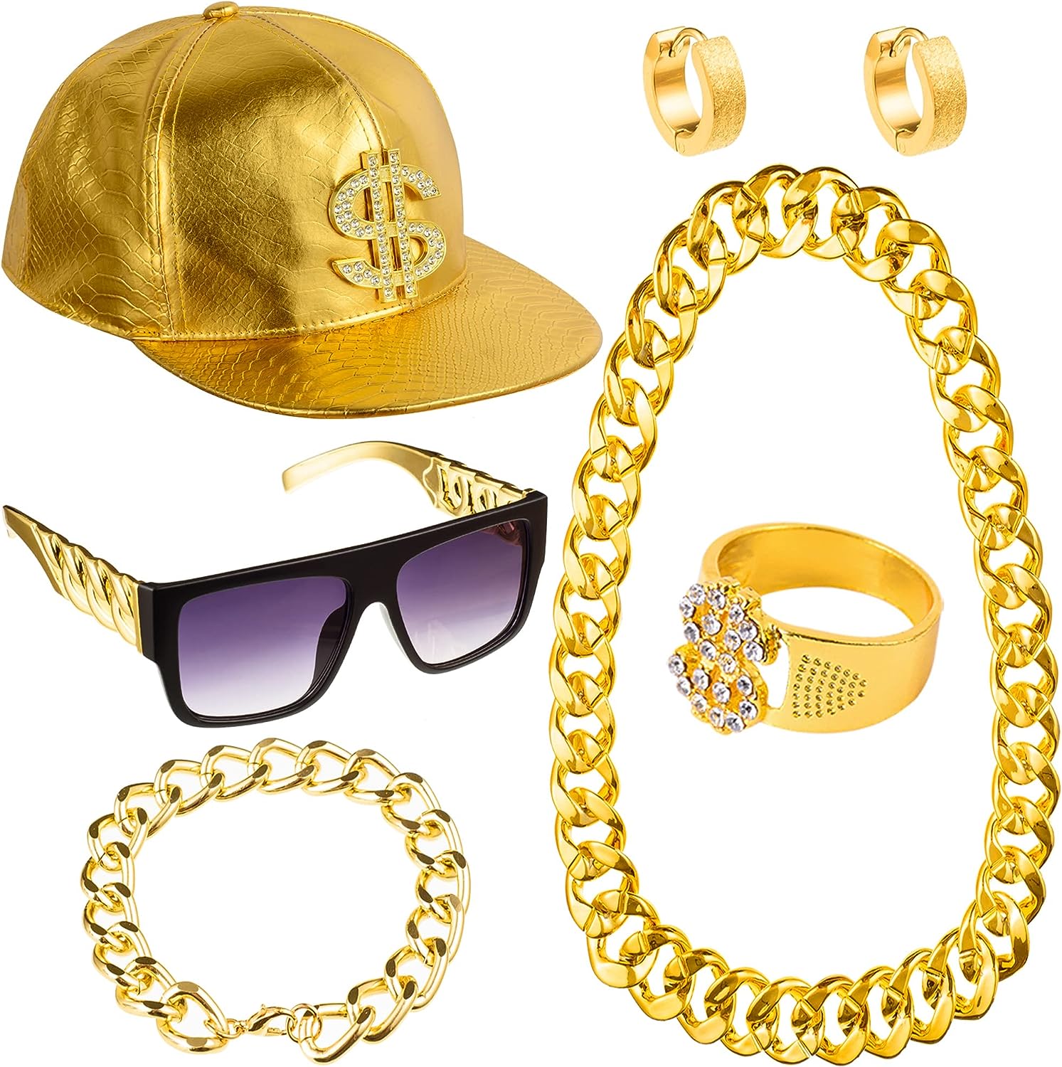 Pesenar-ヒップホップコスチュームキット,金メッキの金 - Snapback Hat Flat のレビューと価格